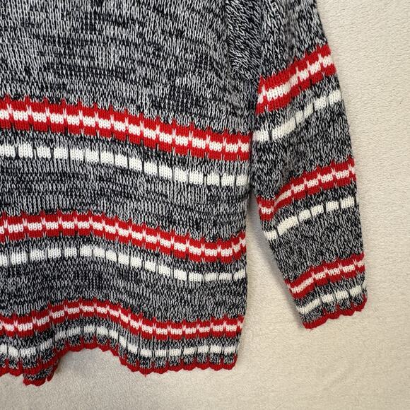 Vintage Scotch English Red Blue White Knit Collar Cardigan Sweater Medium - Picture 11 of 12